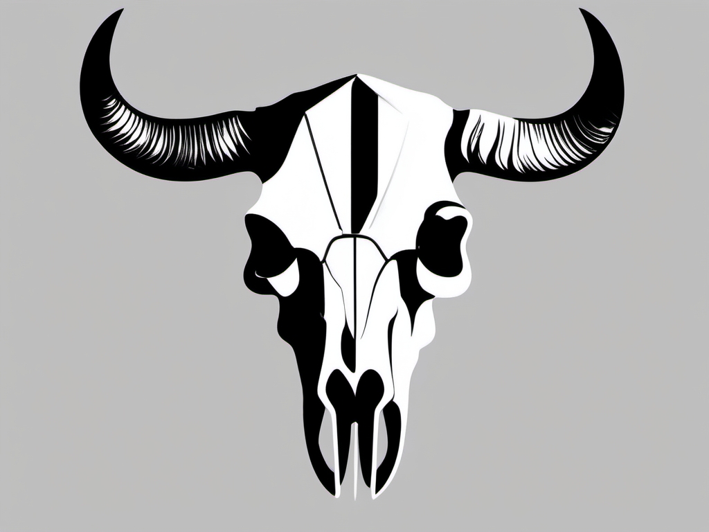 Abstract bull skull ink. Minimalist tribute to the wild.  minimalist black white tattoo style