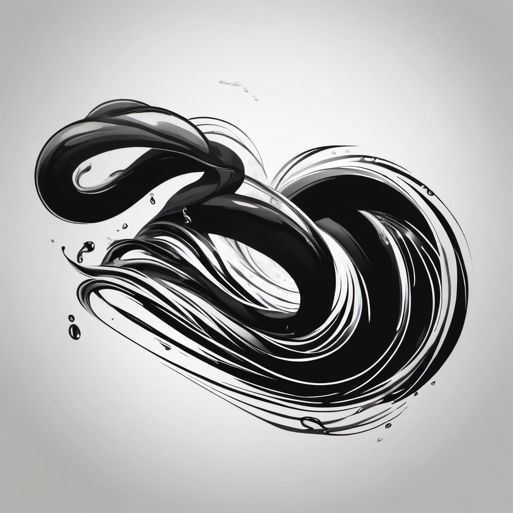 Black mamba in water tattoo. Fluidity in danger.  minimalist black white tattoo style