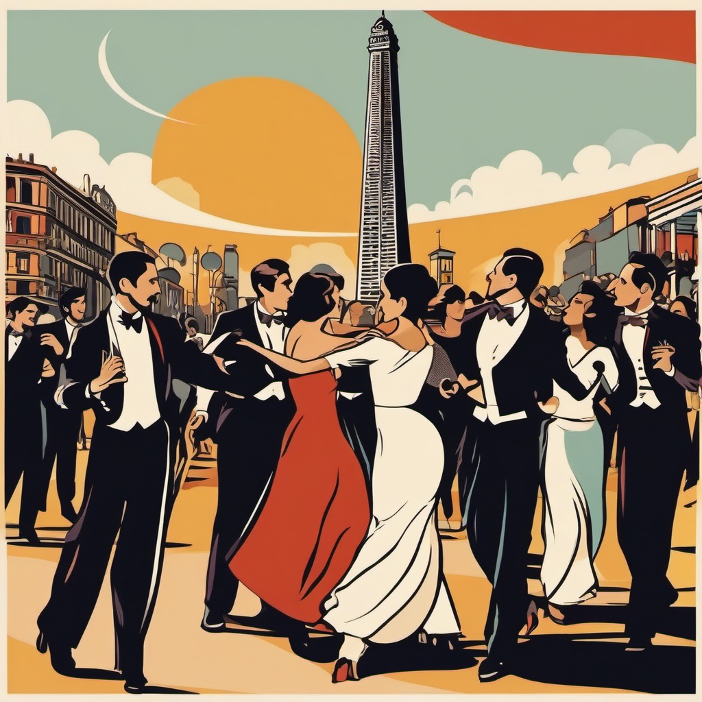 Buenos Aires clipart - Obelisco and Tango dancers in Argentina,  color vector clipart