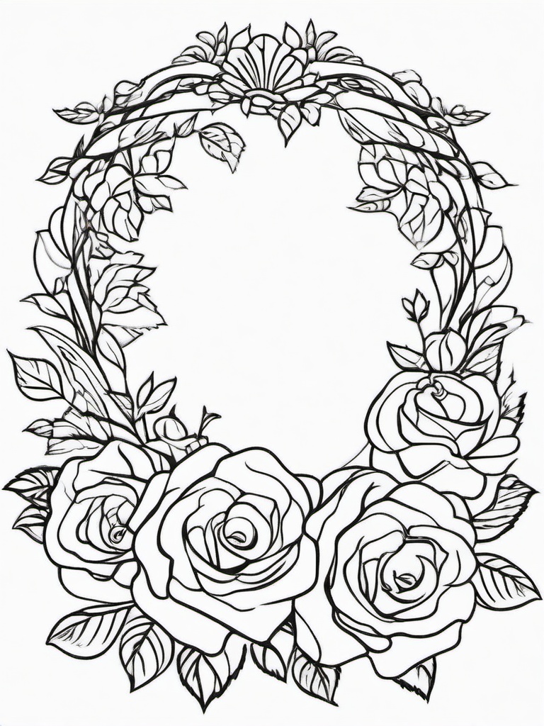 Rose Coloring Pages - Rose garland used as a crown  simple coloring pages