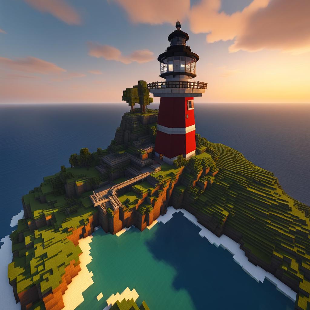 lighthouse on a remote island with breathtaking views - minecraft house ideas minecraft block style