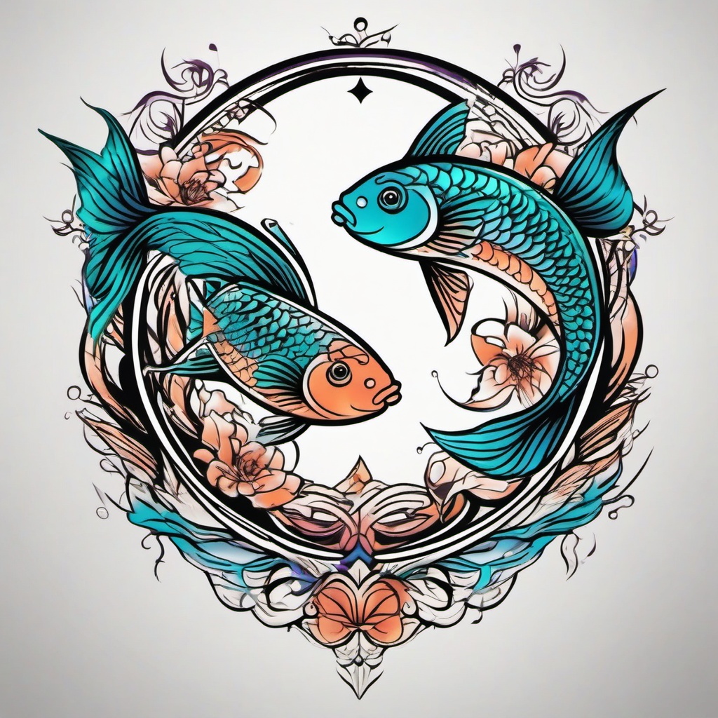 awesome pisces tattoos  simple vector color tattoo