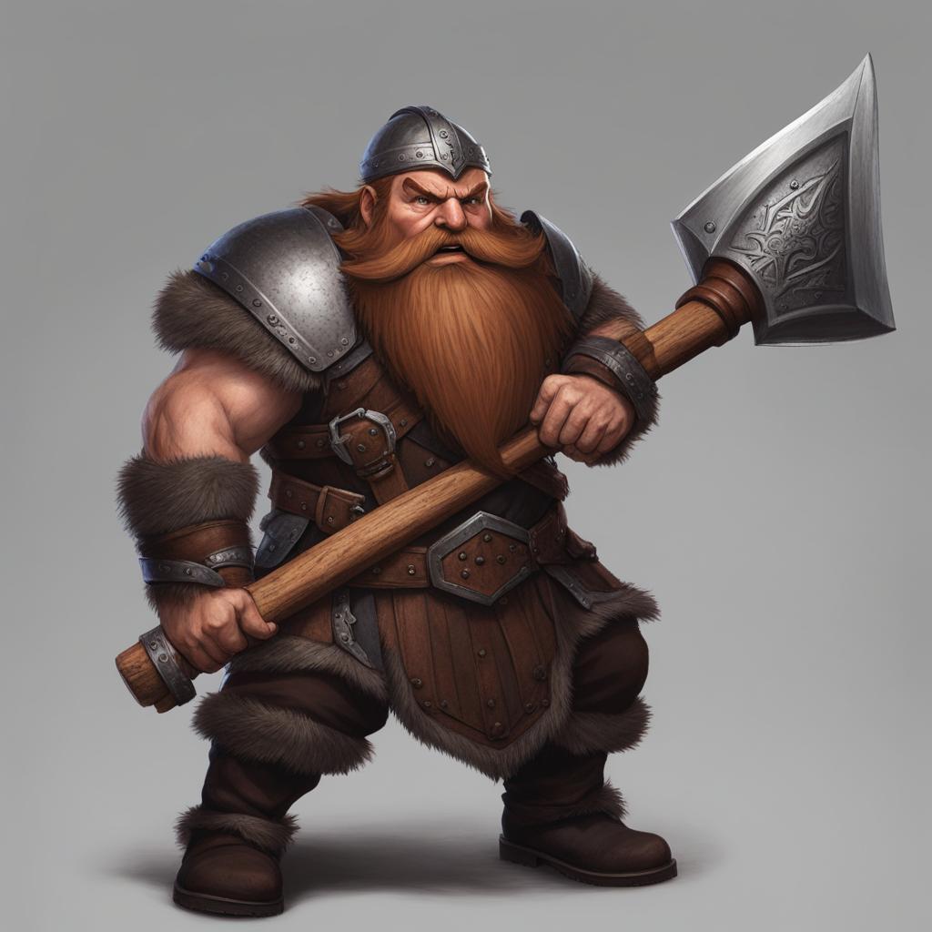 thibbledorf pwent the battle-hardened dwarf swings his axe in a berserker rage. 