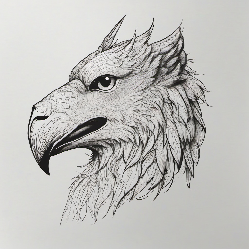 drawing of a griffin  minimal rough sketch scribbles,doodles,black and white