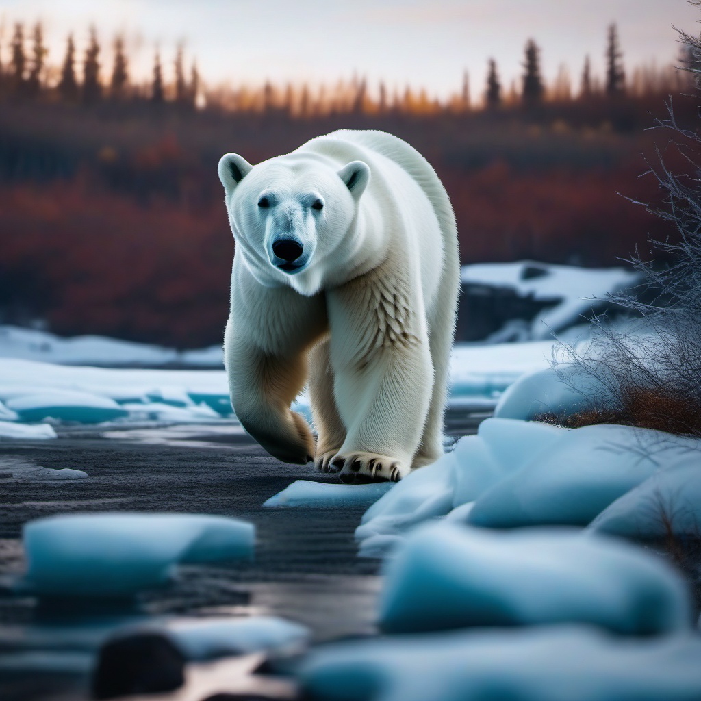 Cute Polar Bear Roaming in an Icy Wilderness 8k, cinematic, vivid colors