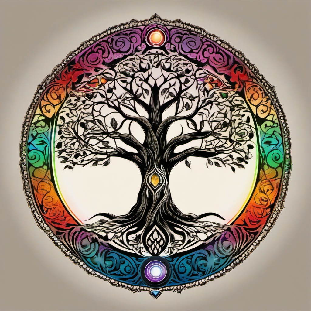 tree of life chakra tattoo  simple vector color tattoo