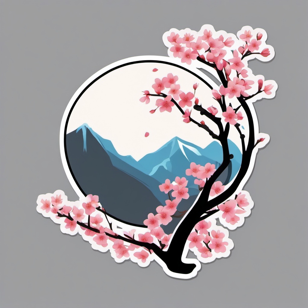 Cherry blossom sticker, Blossoming , sticker vector art, minimalist design