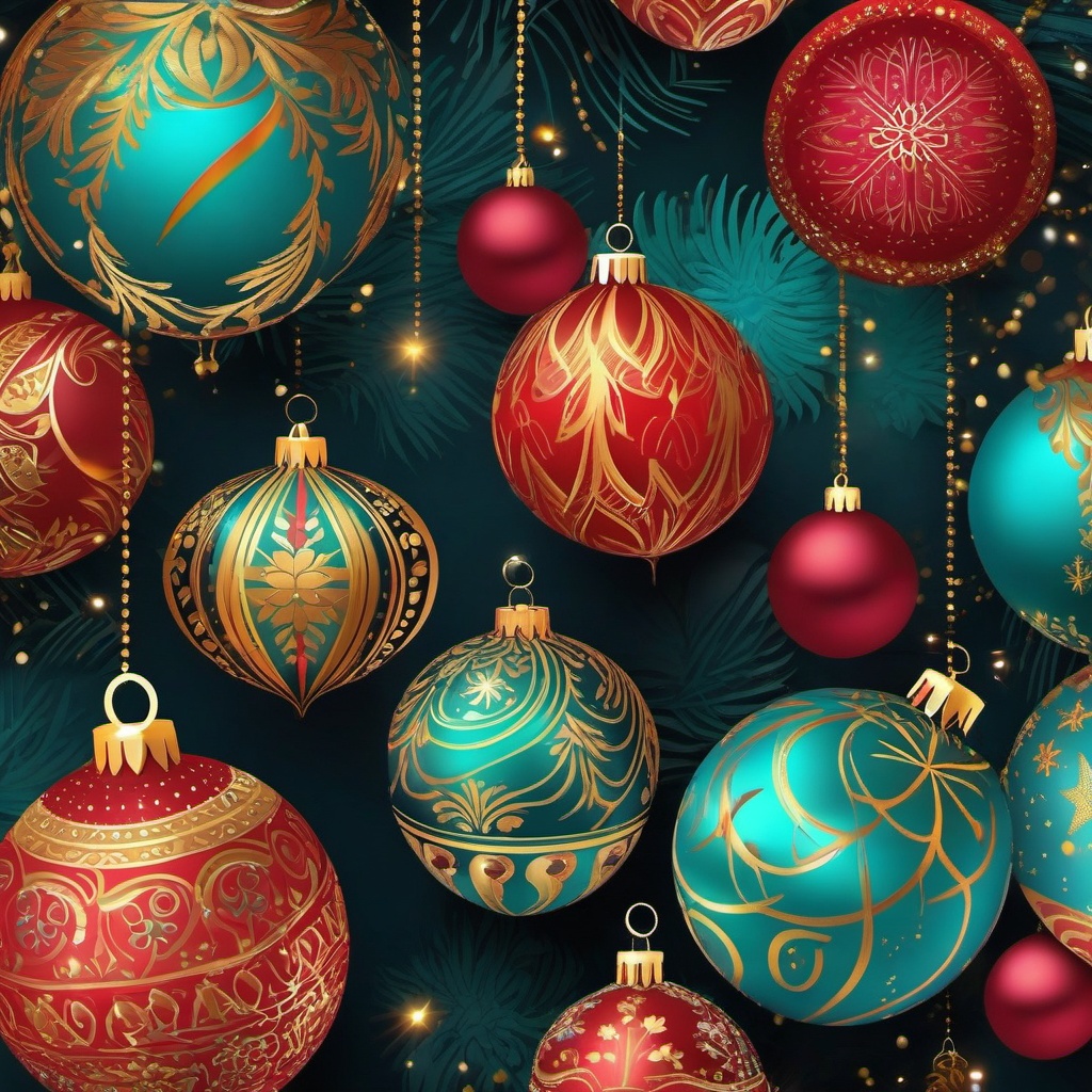 Christmas Wallpaper iPhone - Festive Christmas Ornaments wallpaper splash art, vibrant colors, intricate patterns