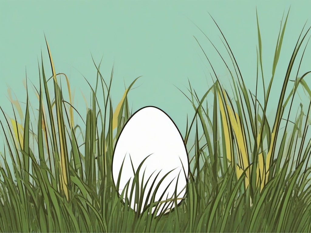 Egg clipart - egg hidden in tall grass for an Easter hunt  color,minimalist,vector clipart