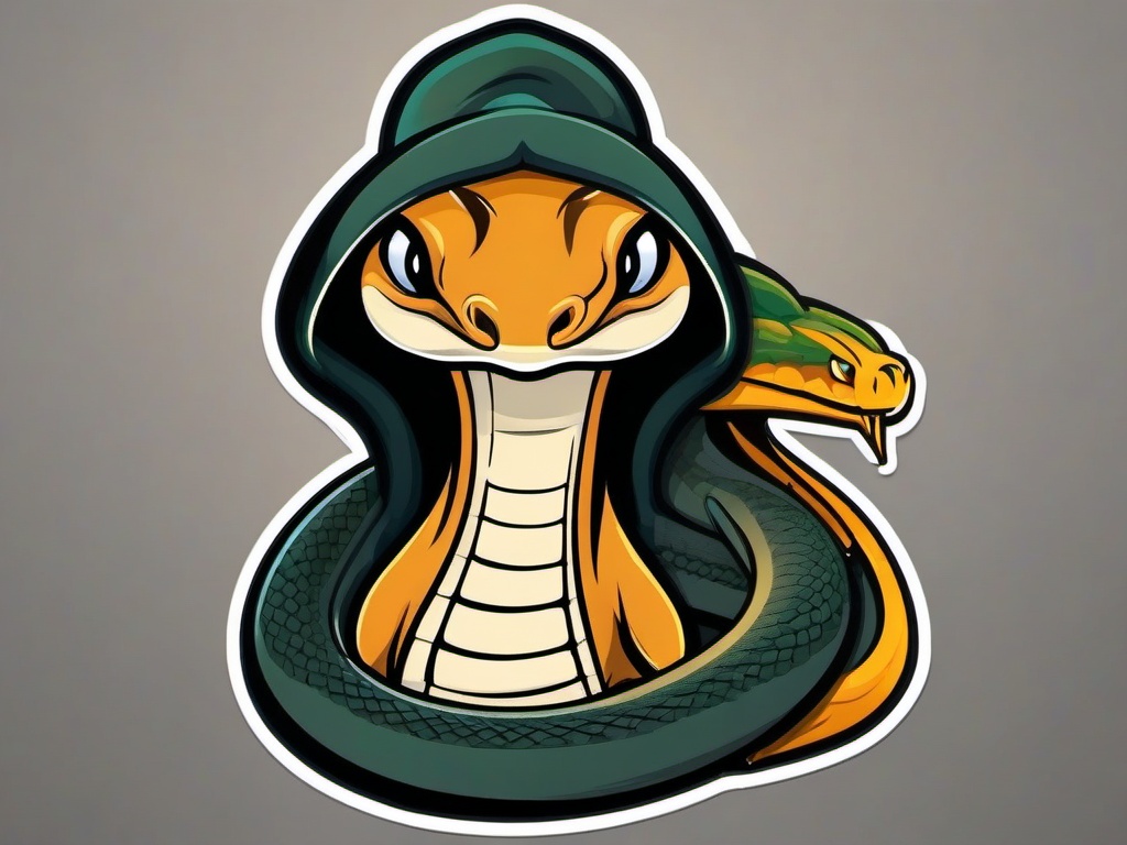 Cobra cartoon - hooded snake with a threatening hiss  cartoon sticker style