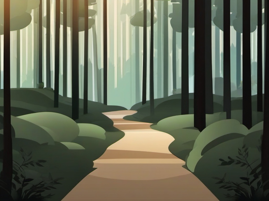 Woodland Path Background - Serene trail in the woods  minimal design