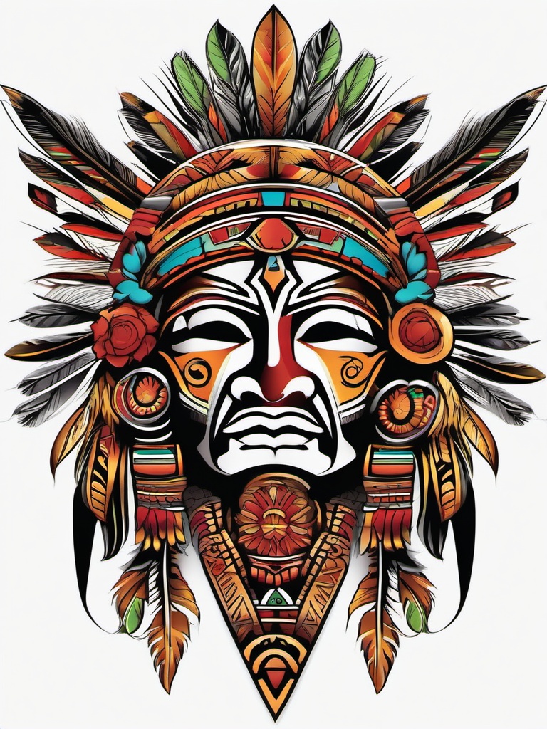 hispanic aztec tribal tattoo  simple vector color tattoo