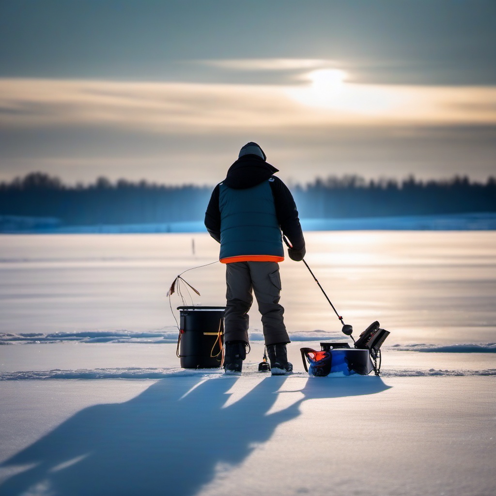 Ice Fishing on a Frozen Lake  background picture, close shot professional product  photography, natural lighting, canon lens, shot on dslr 64 megapixels sharp focus