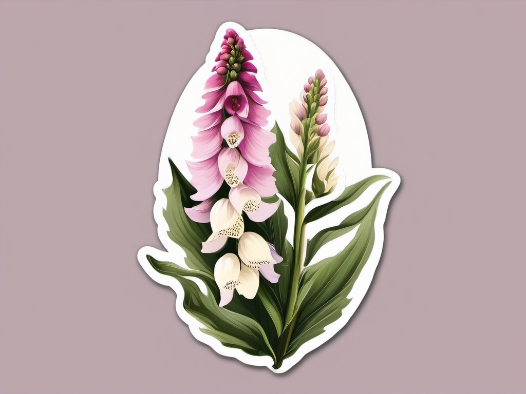 Foxglove Sticker - Add a touch of woodland charm with the tall and tubular blooms of foxgloves, , sticker vector art, minimalist design