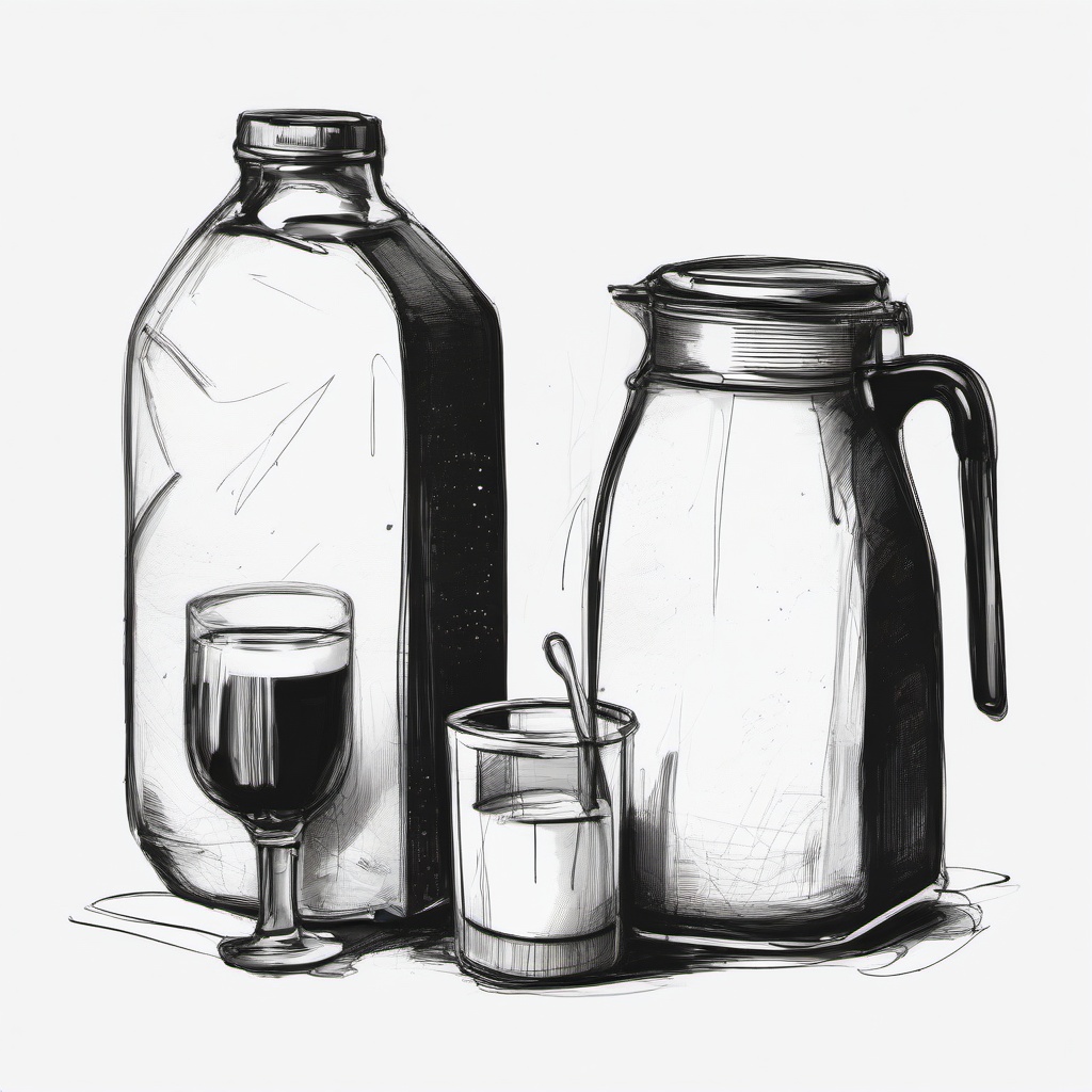 sketch of milk  minimal rough sketch scribbles,doodles,black and white