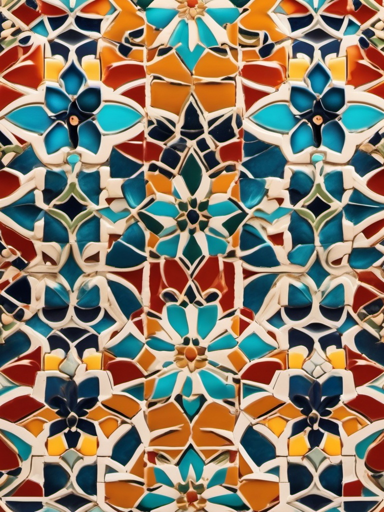 Vibrant Moroccan tiles top view, photo realistic background, hyper detail, high resolution