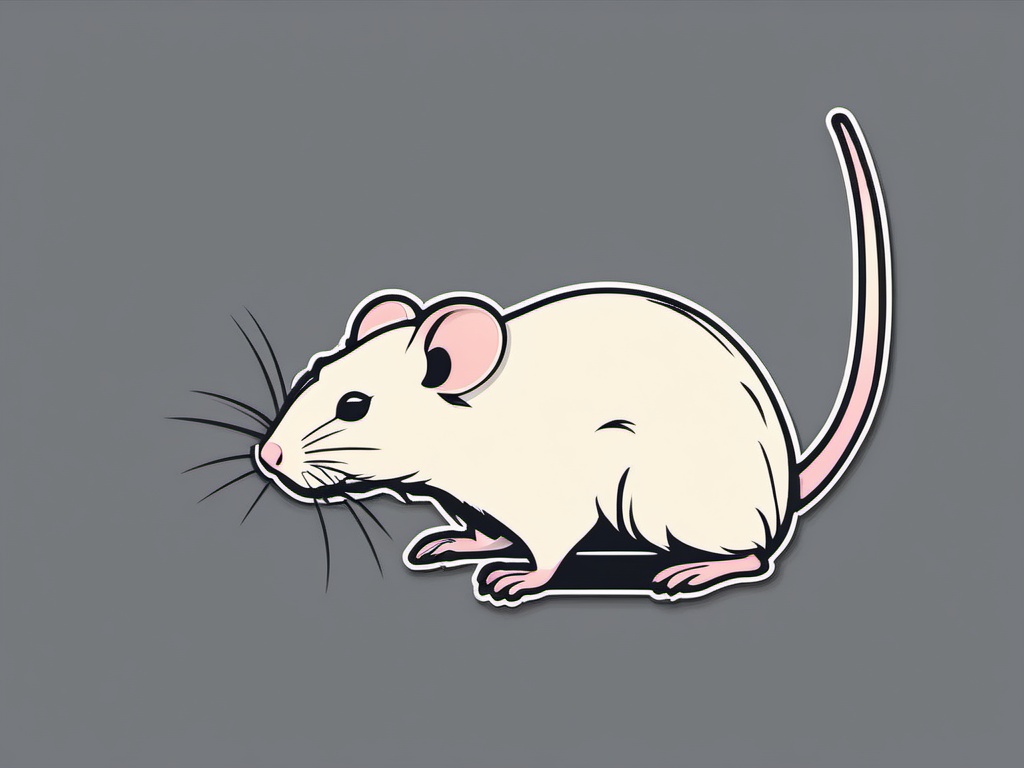 Rat Sticker - A small rat with a long tail. ,vector color sticker art,minimal