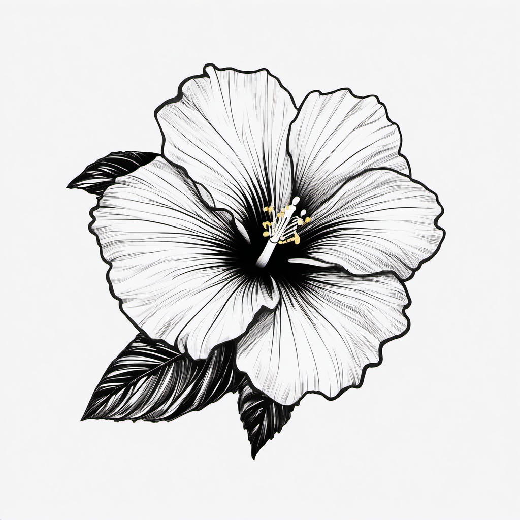 easy drawing of hibiscus flower  minimal rough sketch scribbles,doodles,black and white