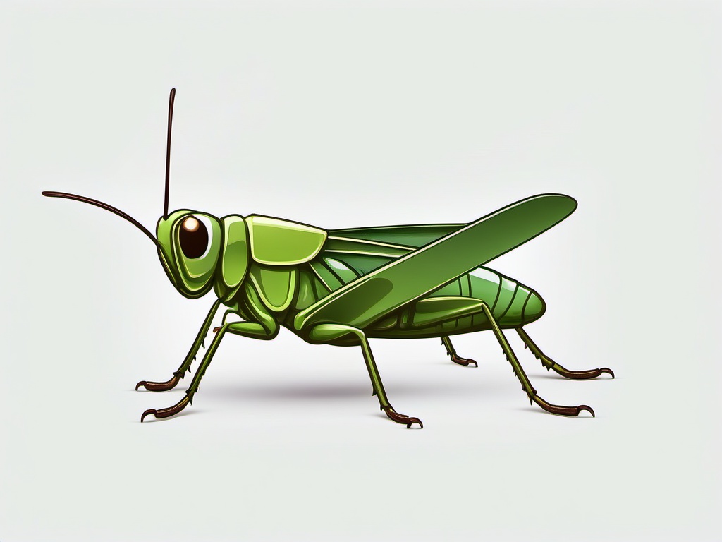 Grasshopper cartoon  minimal, white background