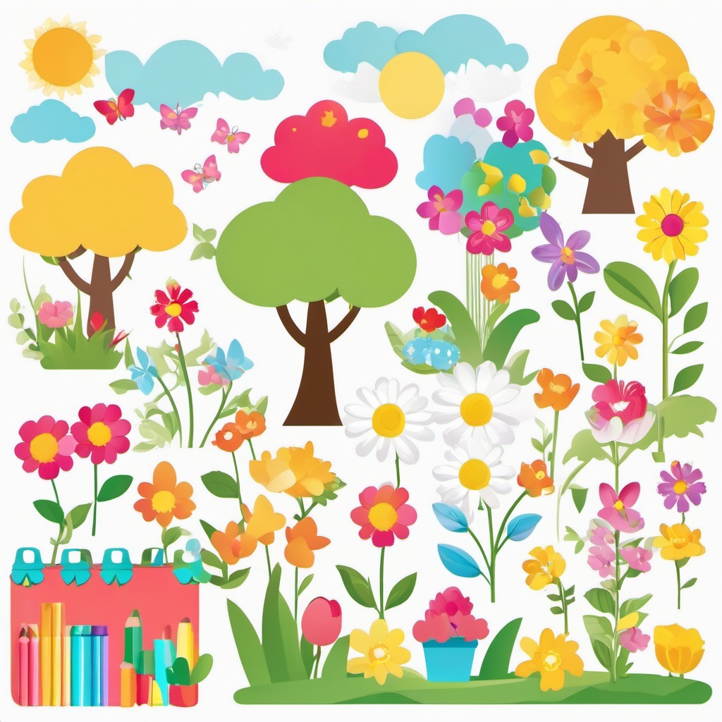 Springtime Creativity clipart - Engaging in creative activities, ,vector color clipart,minimal