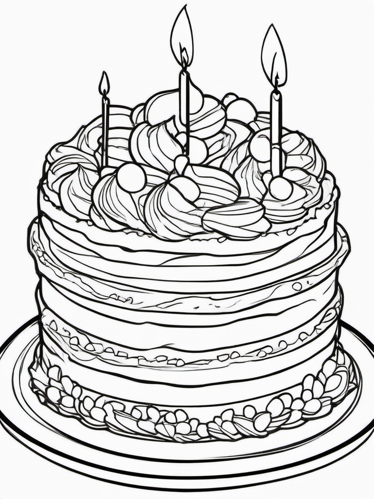 Cake Coloring Pages - Giant chocolate chip cookie cake  simple coloring pages