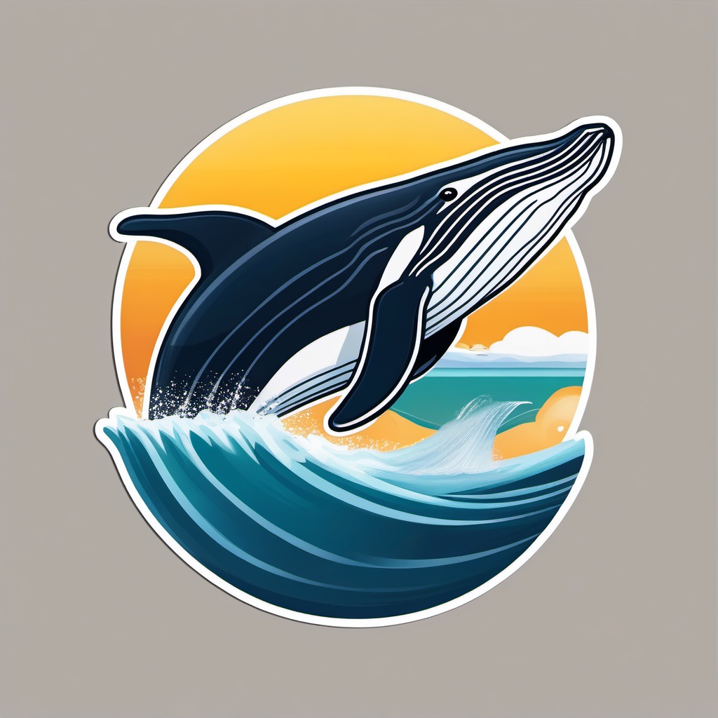 Majestic Humpback Whale Breaching Emoji Sticker - Aquatic giant leaping in open seas, , sticker vector art, minimalist design