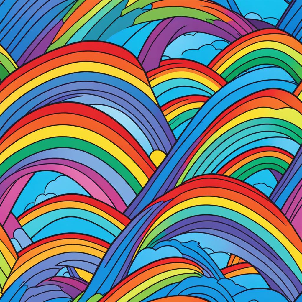 rainbow coloring pages - a vibrant rainbow arches across a clear blue sky after a storm. 