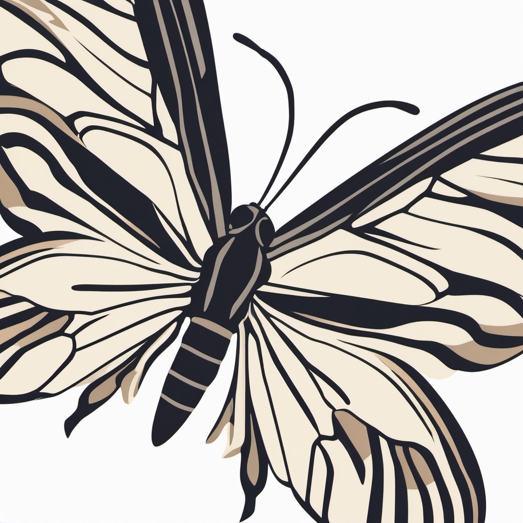 White-Lined Sphinx Moth Clip Art - A white-lined sphinx moth with distinct stripes,  color vector clipart, minimal style