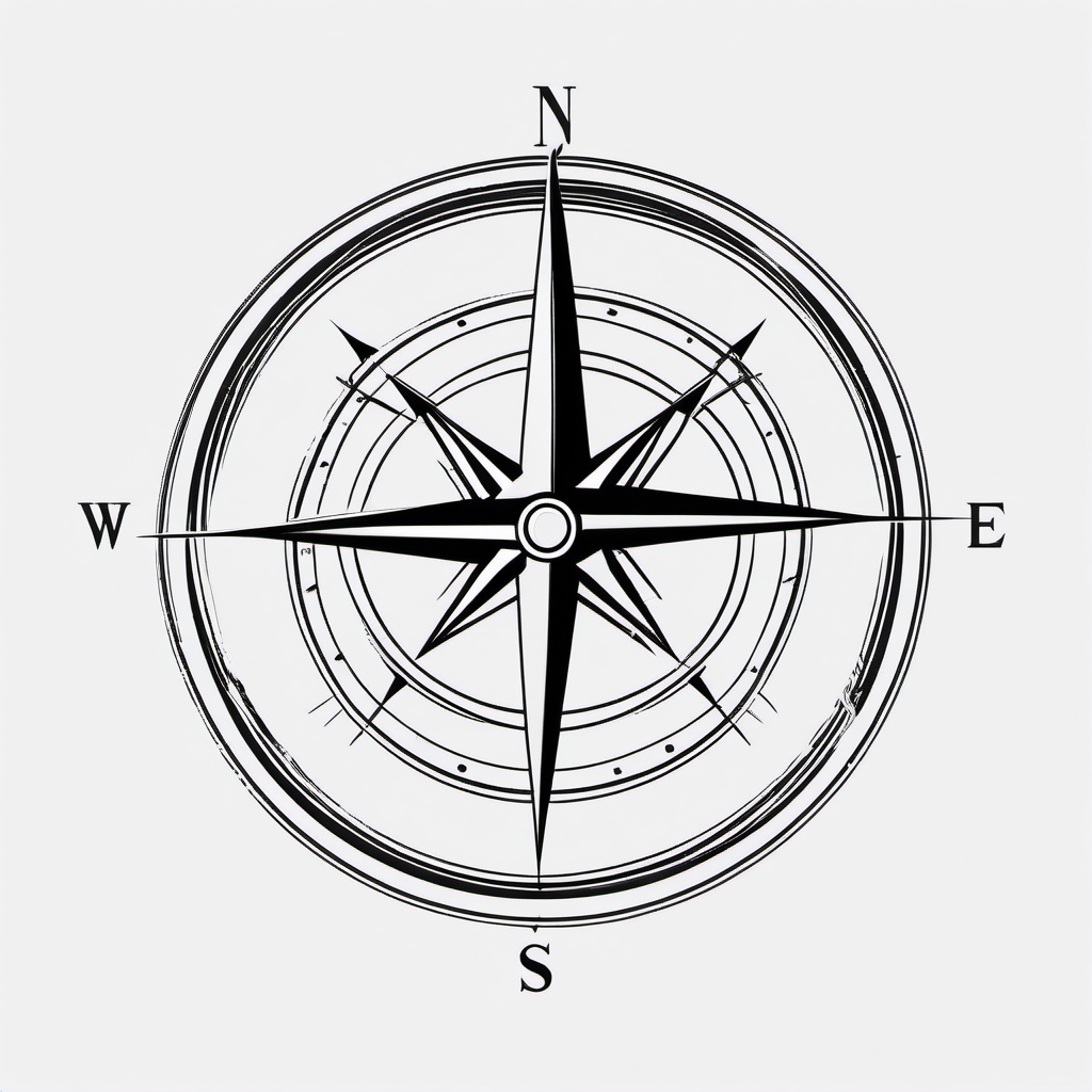 Compass Tattoo with Arrow - Compass tattoo accompanied by an arrow.  simple vector tattoo,minimalist,white background