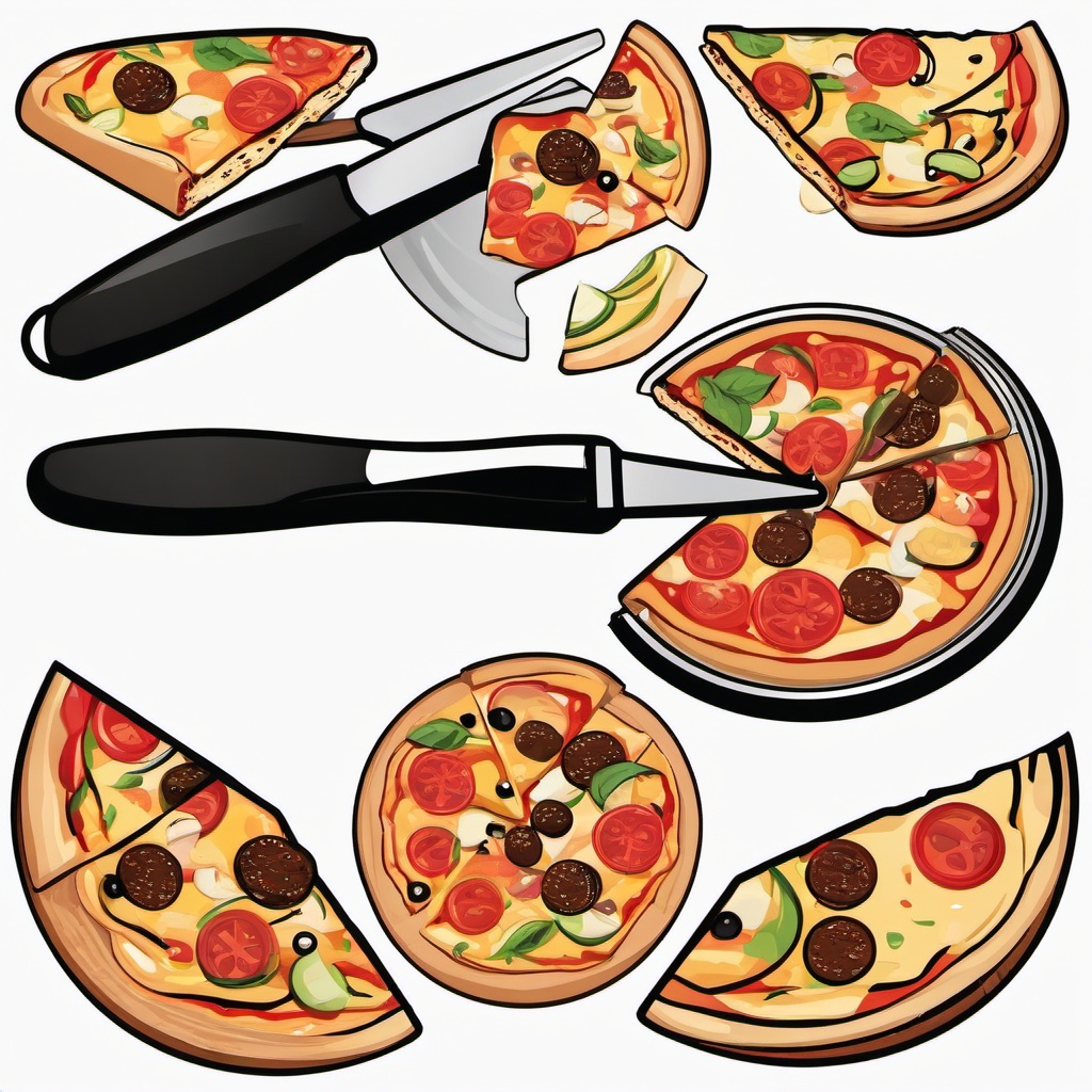 Pizza clipart - pizza cutter next to a pizza  