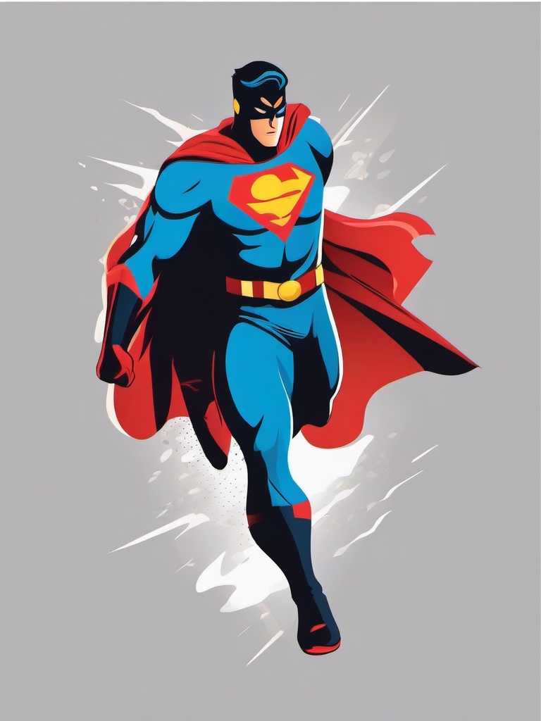 Superhero clipart - superhero with a powerful energy blast  color,minimalist,vector clipart