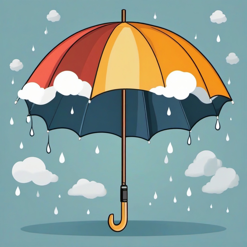 Umbrella clipart - umbrella in a cartoon storm cloud  color,minimalist,vector clipart