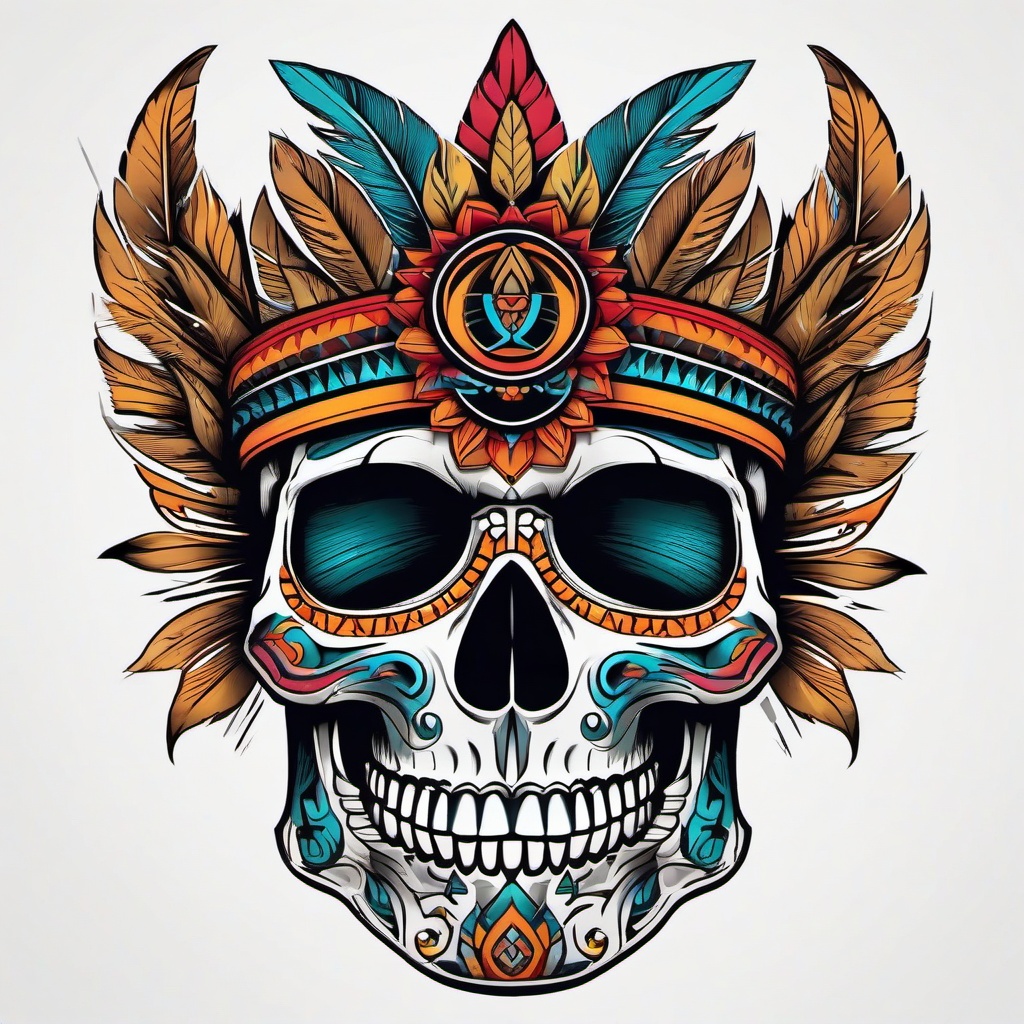 Aztec Skull Tattoo Drawings  minimal,color tattoo,white background