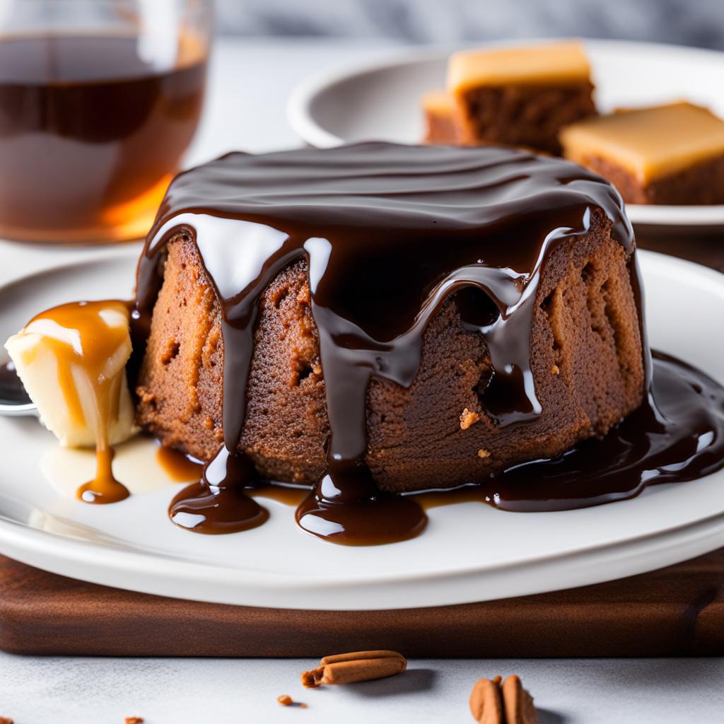 a warm and gooey sticky toffee pudding, drizzled with a luscious toffee sauce. 