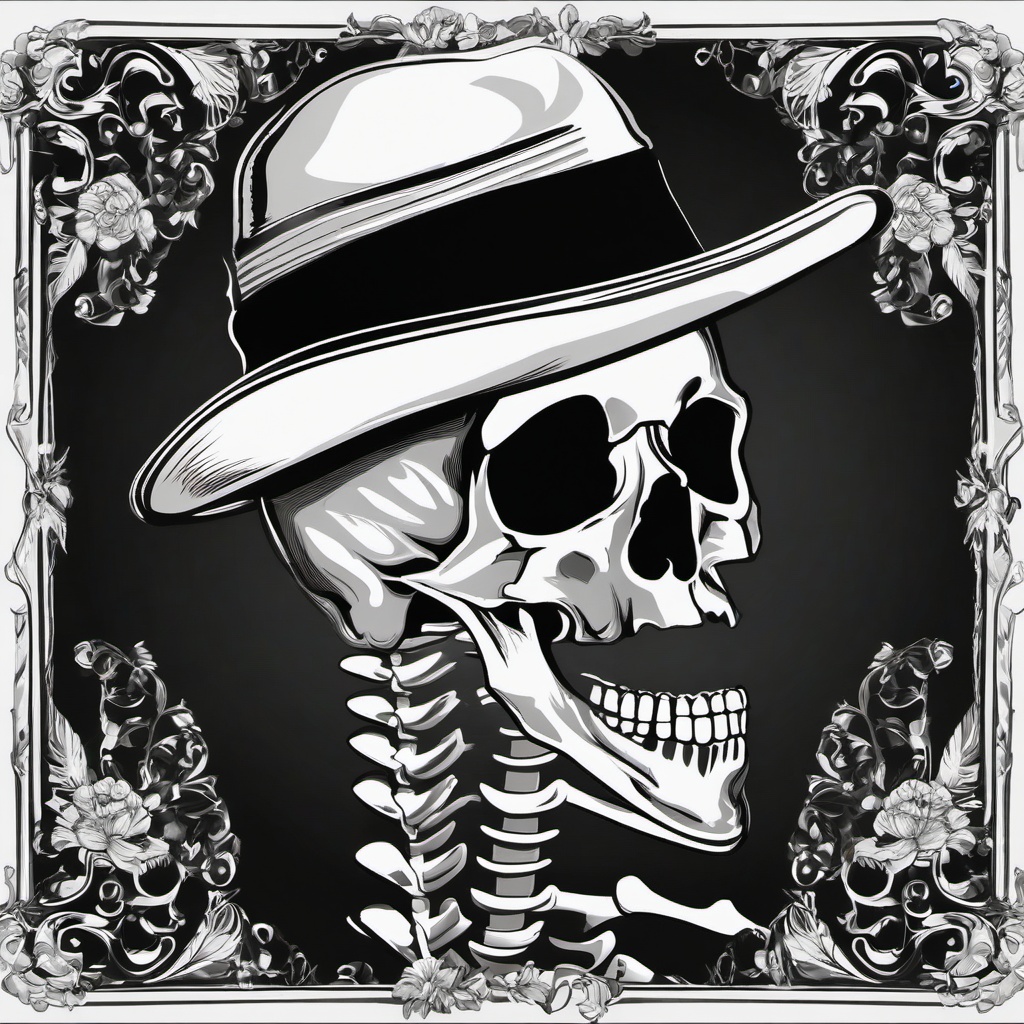 Skeleton clipart - skeleton wearing a hat  clipart