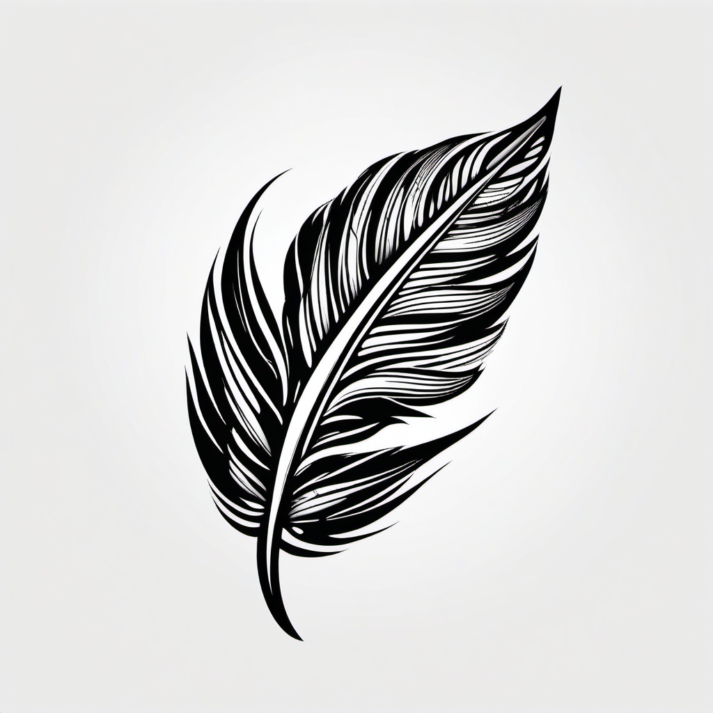 Feather Tattoo Indian - Feather design inspired by Native Indian culture.  simple vector tattoo,minimalist,white background