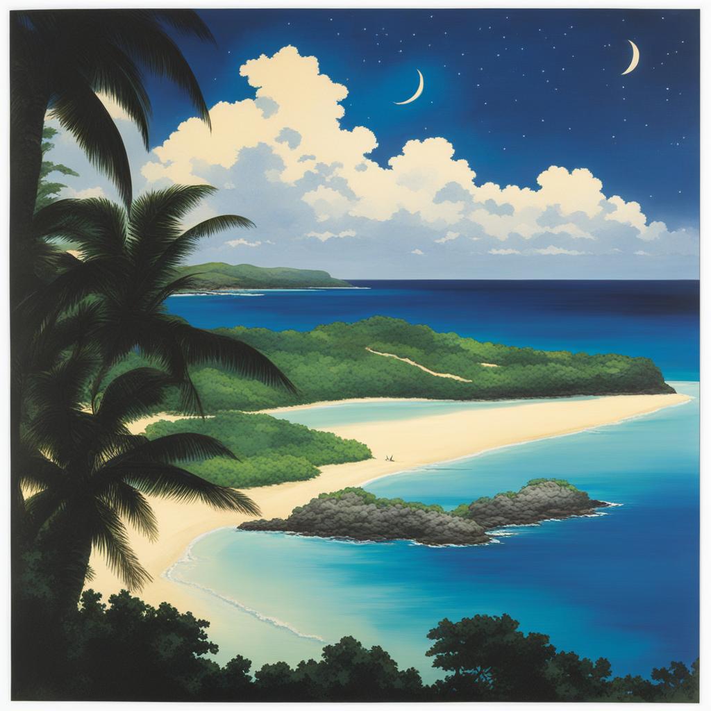 miyakojima - paint the peaceful night scene of miyakojima, with its pristine beaches, coral reefs, and starry skies perfect for stargazing. 