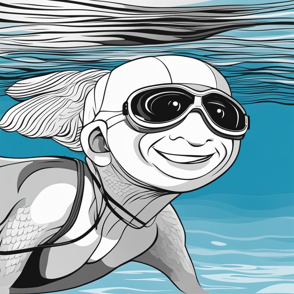 swimming clipart black and white 