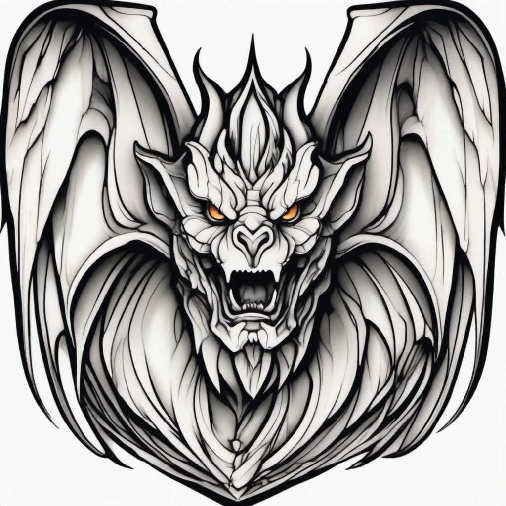 small gargoyle tattoo  simple color tattoo design,white background