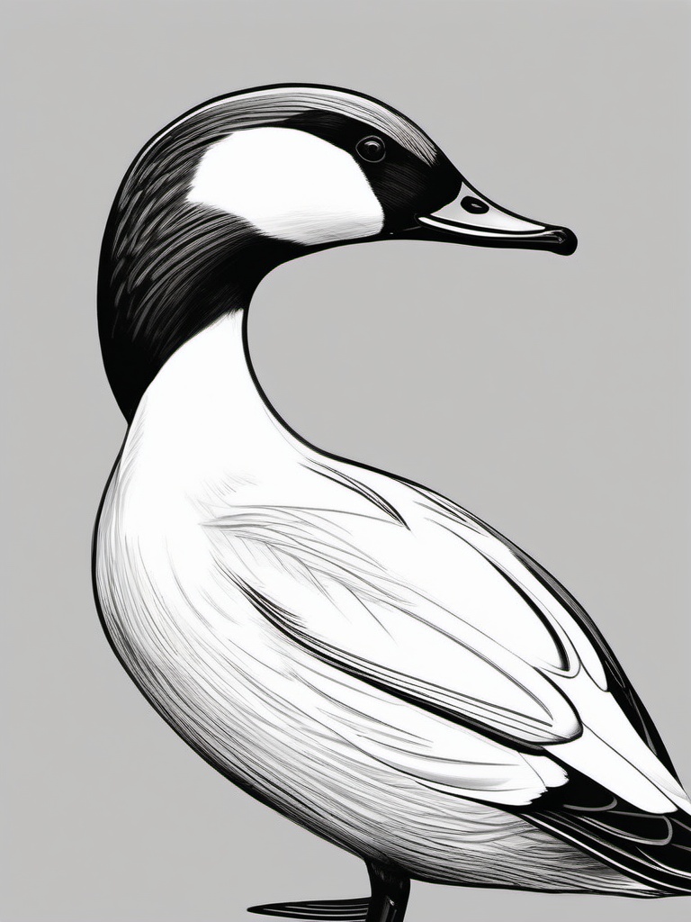 drawing of a smew duck  minimal rough sketch scribbles,doodles,black and white