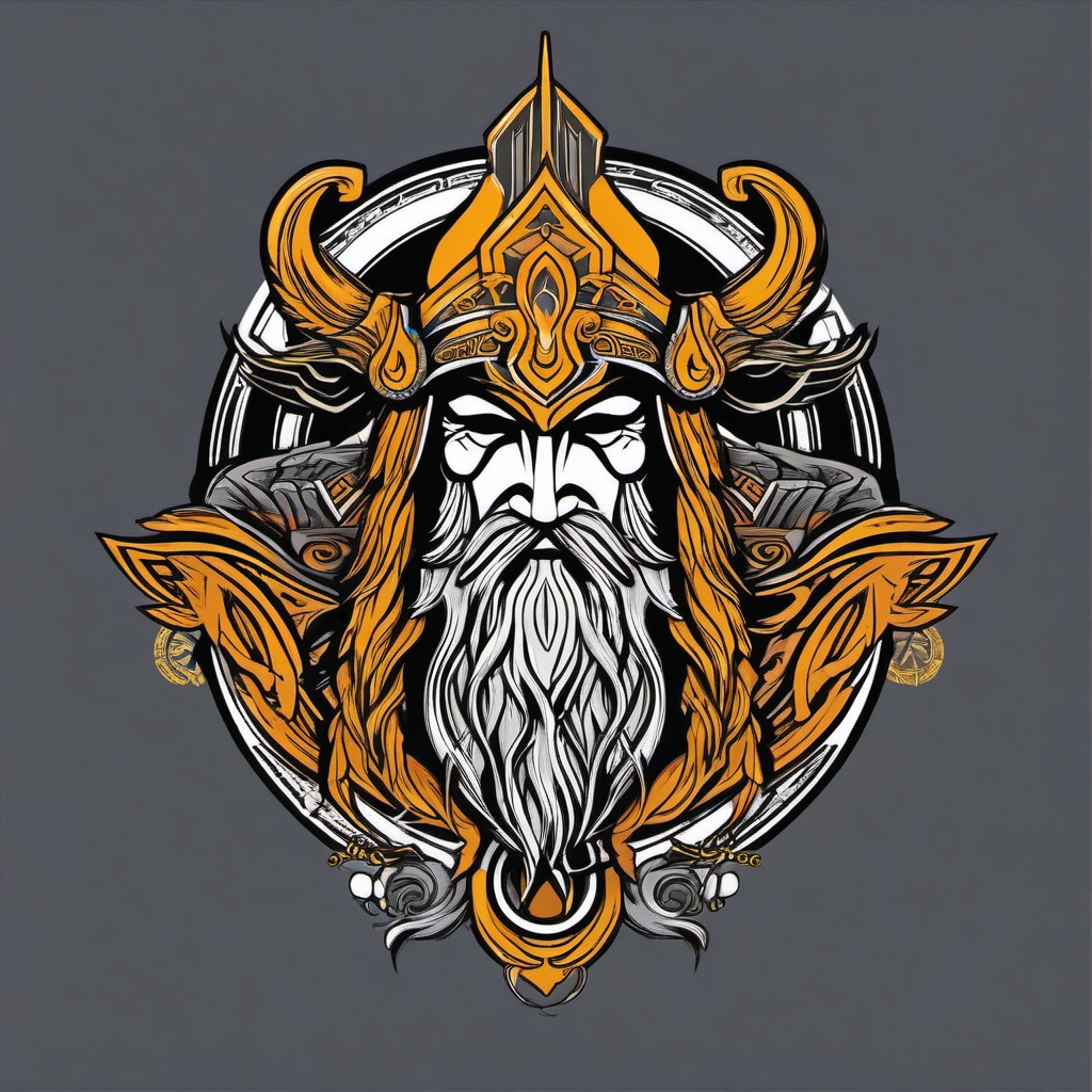 Odin God Tattoo-Bold and dynamic tattoo featuring Odin, the chief deity in Norse mythology.  simple color vector tattoo