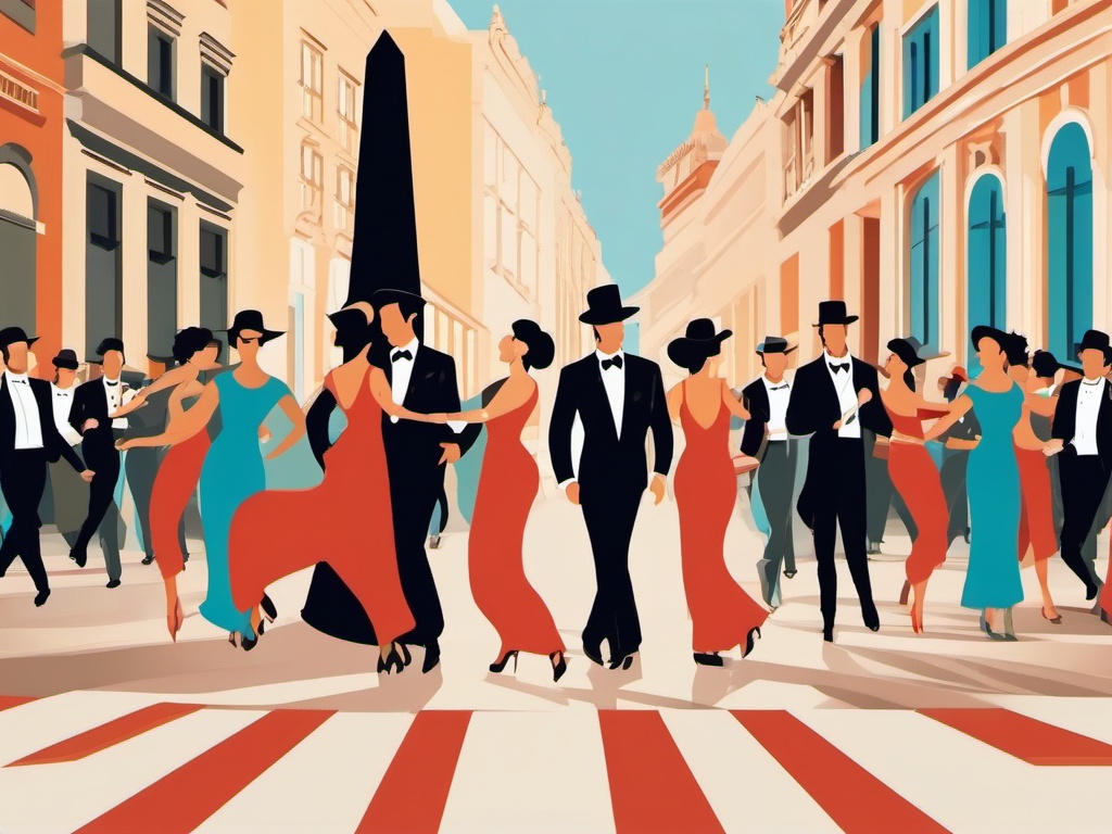 Buenos Aires clipart - Obelisco and Tango dancers in Argentina, ,color clipart vector style