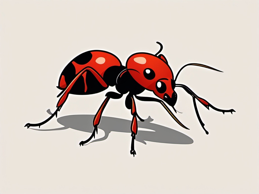 Fire Ant Clip Art - A fire ant with a fiery sting,  color vector clipart, minimal style