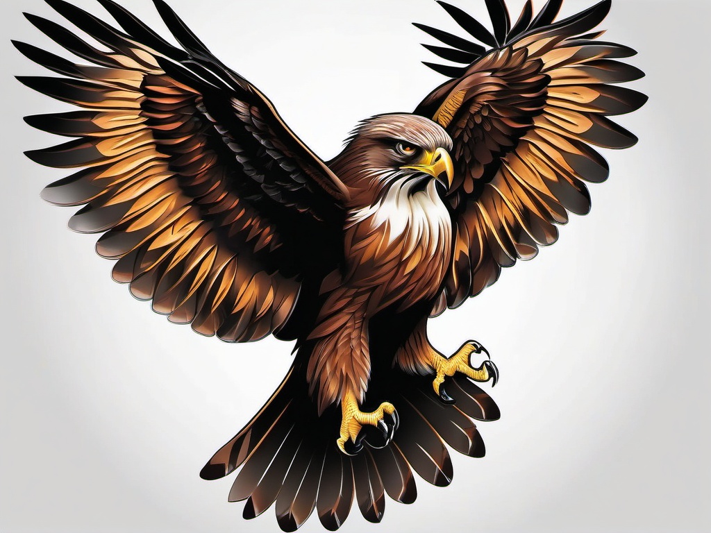 Hawk tattoo, Regal hawk tattoo, a representation of vision and leadership. , tattoo color art, clean white background