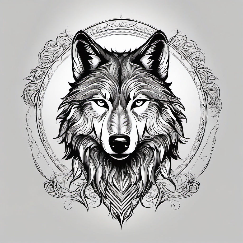 Tattoo Wolf Pack,tattoo of a united wolf pack, embodiment of the strength found in unity and family. , tattoo design, white clean background