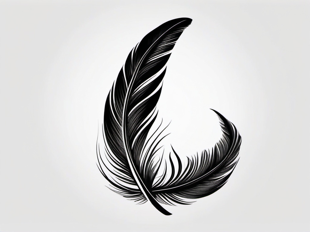 Black Feather Tattoo - Solid black ink feather design.  simple vector tattoo,minimalist,white background