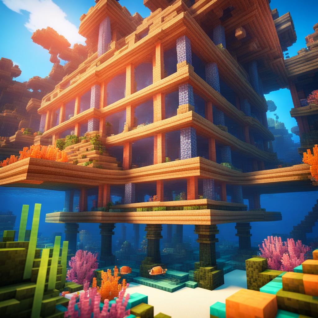 underwater palace in a colorful coral reef - minecraft house design ideas minecraft block style