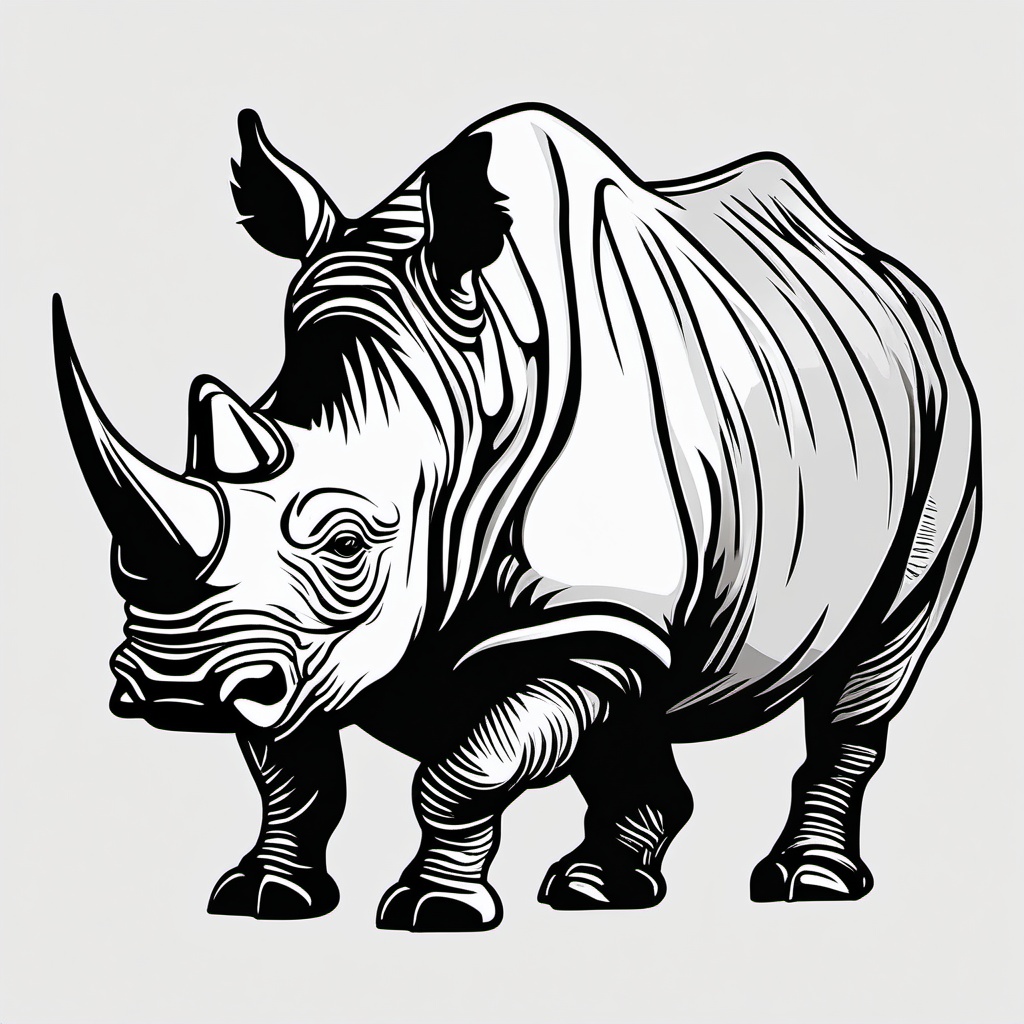 Rhinoceros clipart - Massive herbivore with a horned snout, ,vector color clipart,minimal