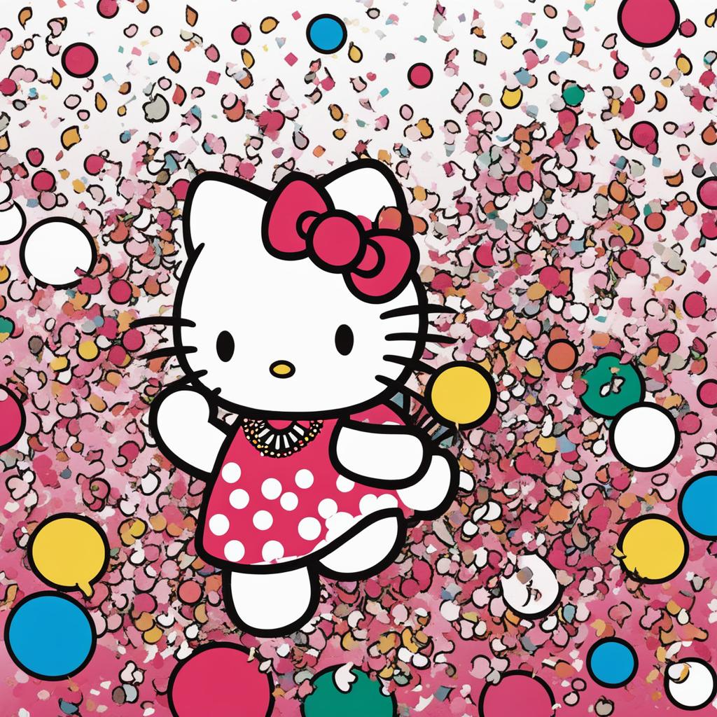 hello kitty coloring pages - hello kitty dances under a shower of confetti at a party. 