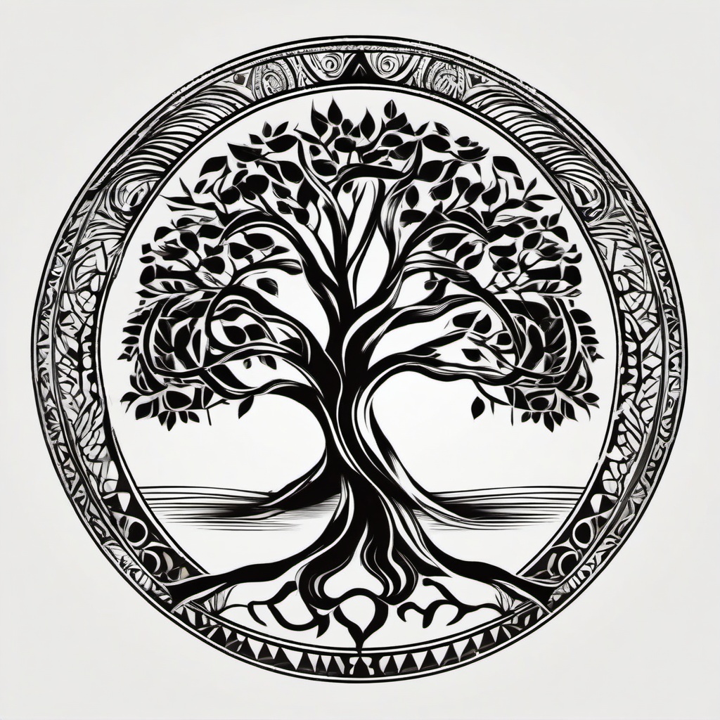 african tree of life tattoo  simple vector color tattoo